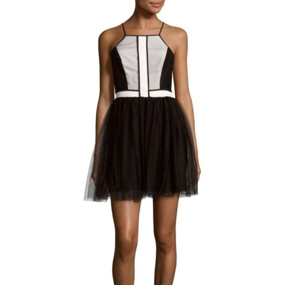BCBG GENERATION Blocked Tulle Cocktail Dress